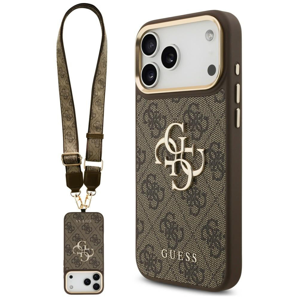 Maska za Apple iPhone 18 Pro / 17 Pro, Guess, Big 4G Classic Logo & Big Strap Metal Buttons, smeđa