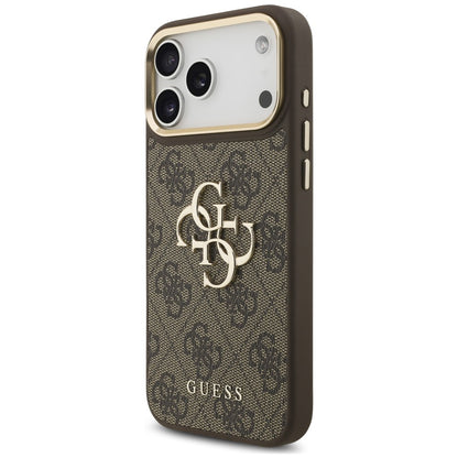 Maska za Apple iPhone 18 Pro / 17 Pro, Guess, Big 4G Classic Logo & Big Strap Metal Buttons, smeđa