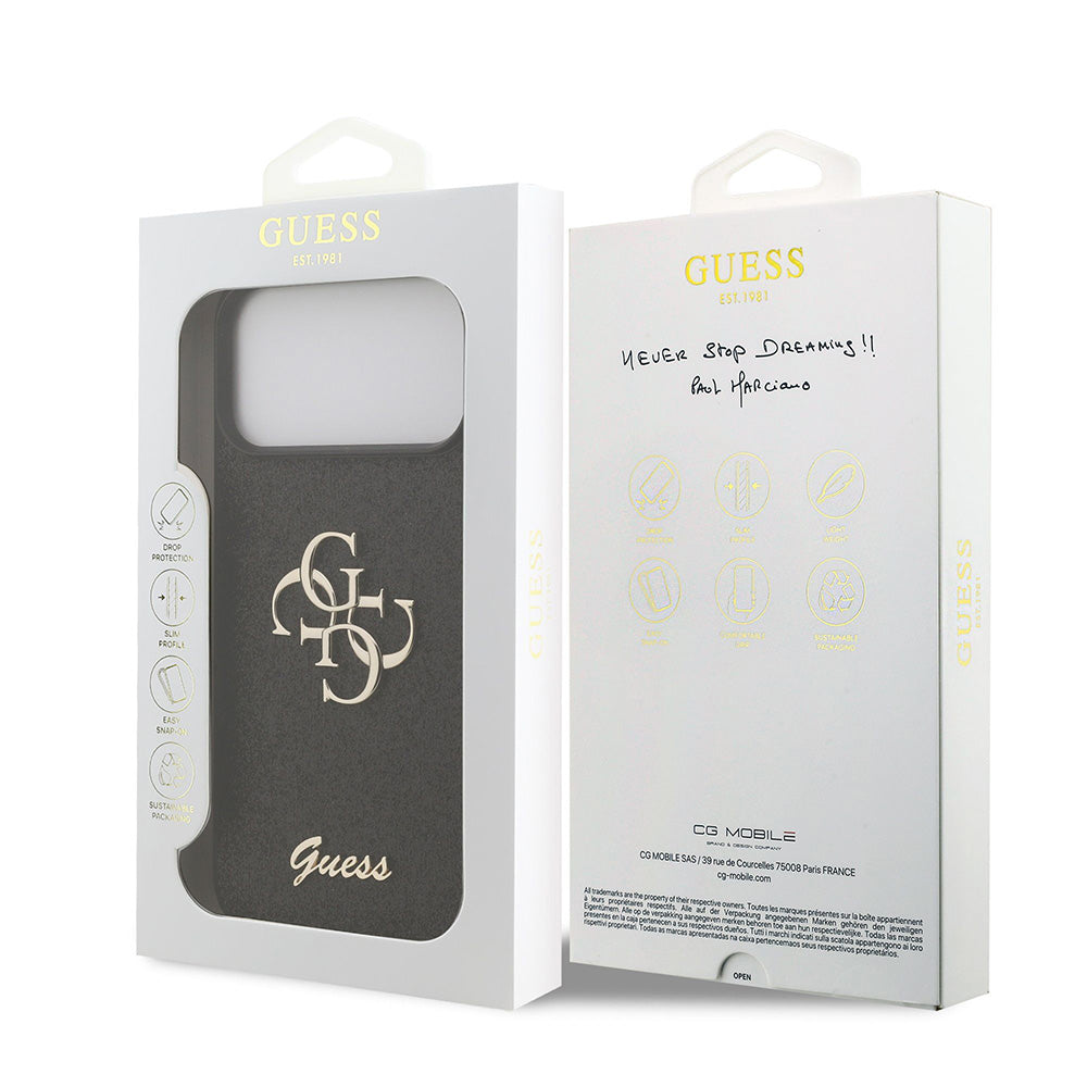 Maska za Apple iPhone 18 Pro / 17 Pro, Guess, Fixed Glitter Big 4G, Crna