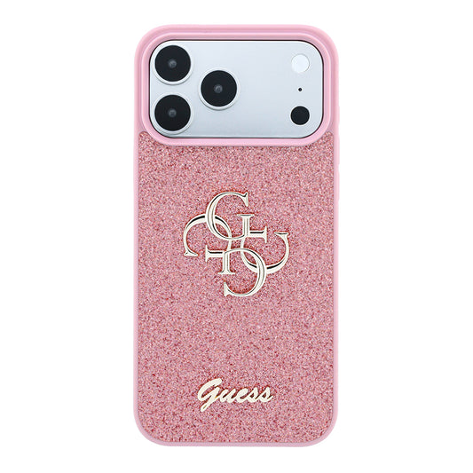 Maska za Apple iPhone 18 Pro / 17 Pro, Guess, Fixed Glitter Big 4G, Roza
