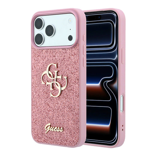 Maska za Apple iPhone 18 Pro / 17 Pro, Guess, Fixed Glitter Big 4G, Roza