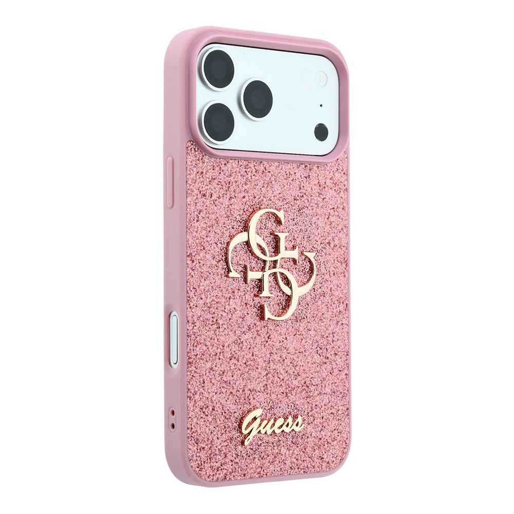 Maska za Apple iPhone 18 Pro / 17 Pro, Guess, Fixed Glitter Big 4G, Roza
