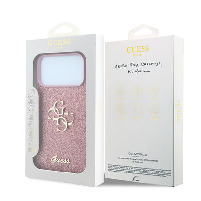 Maska za Apple iPhone 18 Pro / 17 Pro, Guess, Fixed Glitter Big 4G, Roza