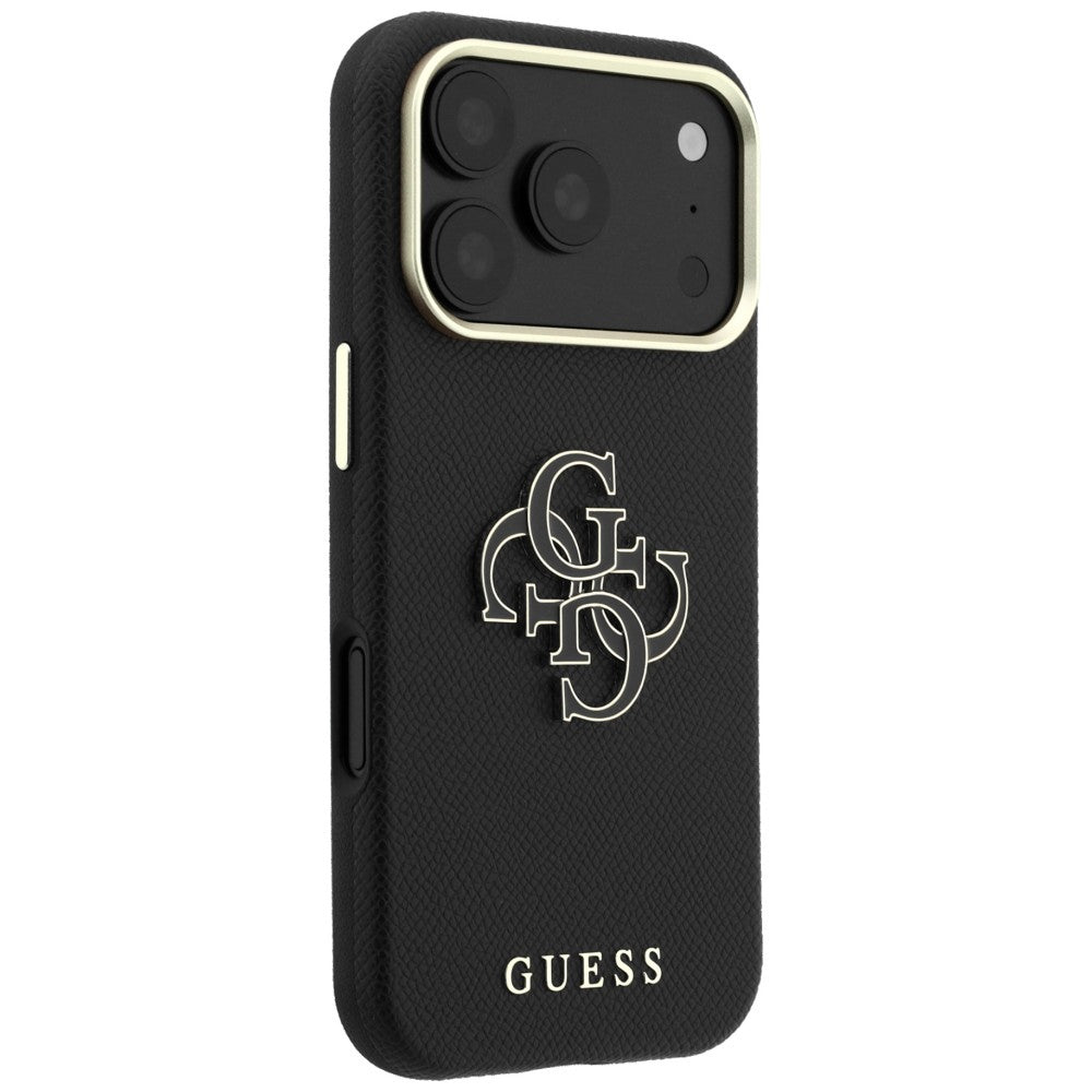 Maska za Apple iPhone 18 Pro / 17 Pro, Guess, Grained Big Resin Logo, Crna