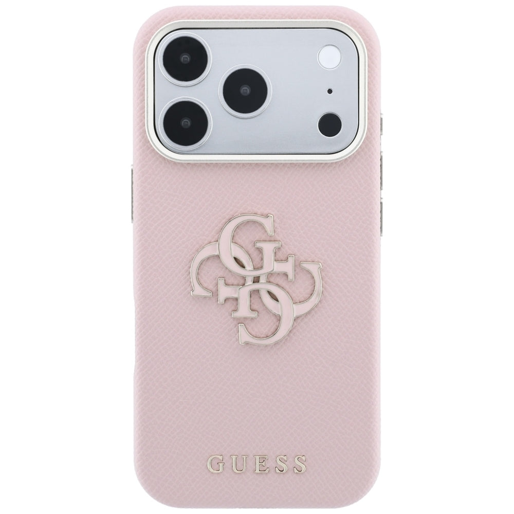 Maska za Apple iPhone 18 Pro / 17 Pro, Guess, Grained Big Resin Logo, Roza