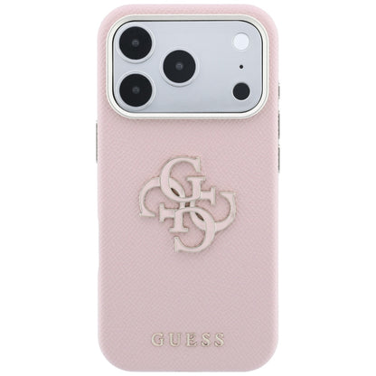 Maska za Apple iPhone 18 Pro / 17 Pro, Guess, Grained Big Resin Logo, Roza