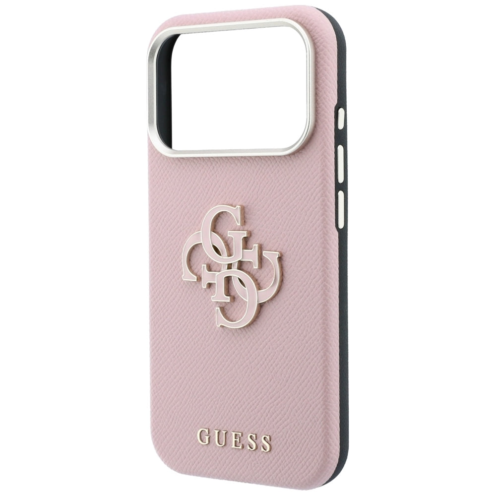 Maska za Apple iPhone 18 Pro / 17 Pro, Guess, Grained Big Resin Logo, Roza