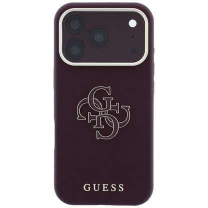 Maska za Apple iPhone 18 Pro / 17 Pro, Guess, Grained Big Resin Logo, Bordo
