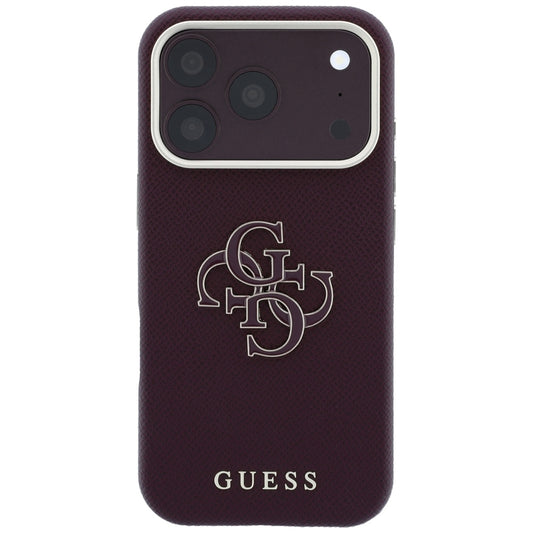 Maska za Apple iPhone 18 Pro / 17 Pro, Guess, Grained Big Resin Logo, Bordo