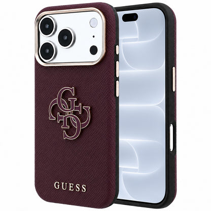 Maska za Apple iPhone 18 Pro / 17 Pro, Guess, Grained Big Resin Logo, Bordo