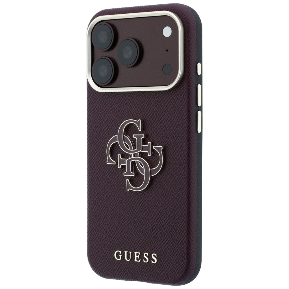 Maska za Apple iPhone 18 Pro / 17 Pro, Guess, Grained Big Resin Logo, Bordo