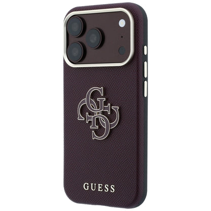 Maska za Apple iPhone 18 Pro / 17 Pro, Guess, Grained Big Resin Logo, Bordo