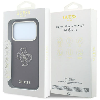 Maska za Apple iPhone 18 Pro / 17 Pro, Guess, Grained Big Resin Logo, Bordo