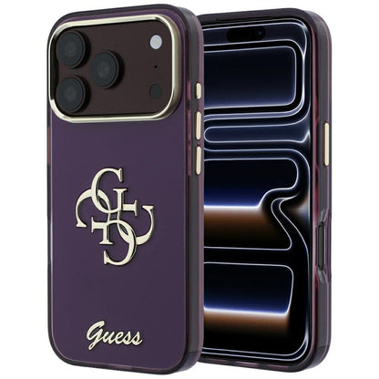 Maska za Apple iPhone 18 Pro / 17 Pro, Guess, IML 4G Metal Script, Bordo
