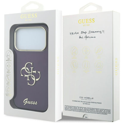 Maska za Apple iPhone 18 Pro / 17 Pro, Guess, IML 4G Metal Script, Bordo