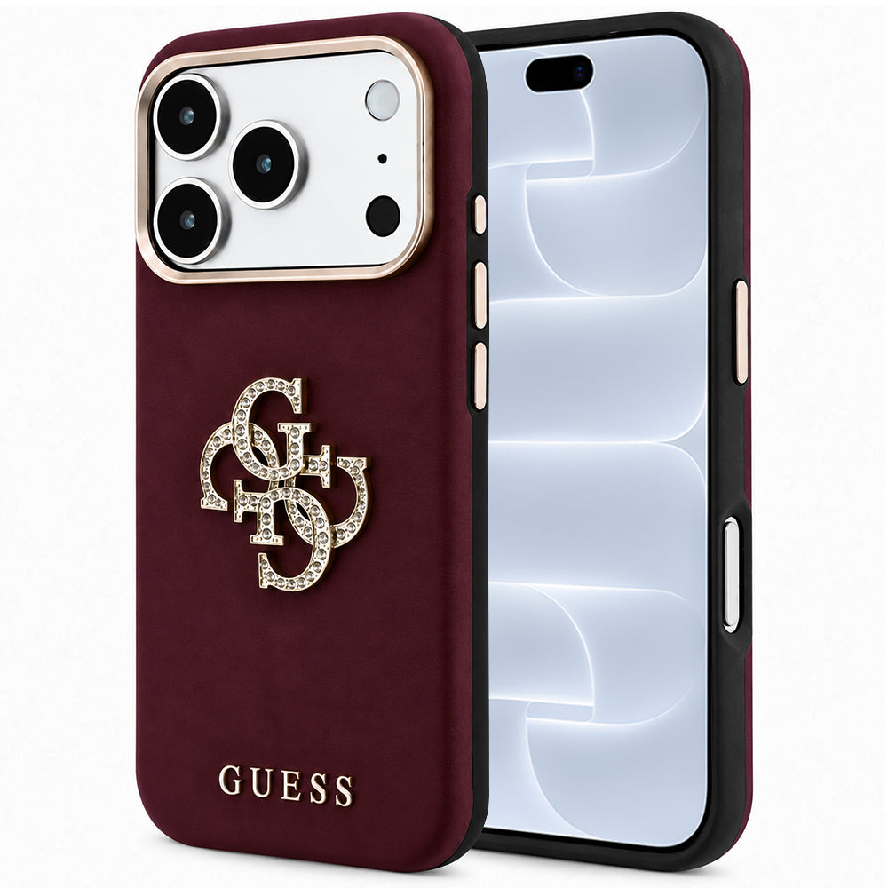 Maska za Apple iPhone 18 Pro / 17 Pro, Guess, Smooth Big Strass Logo, Bordo