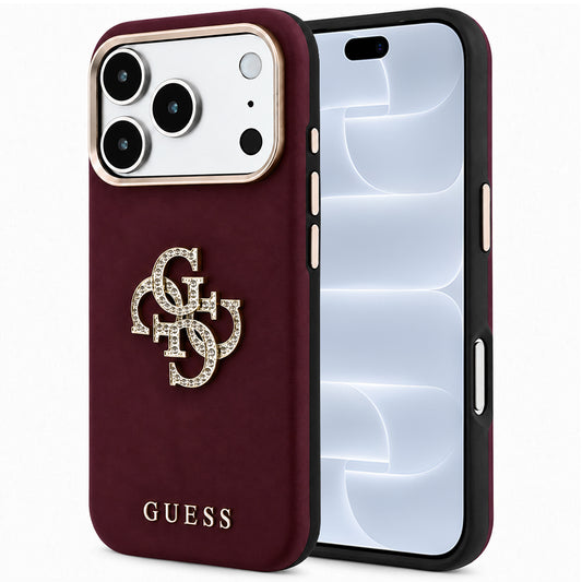 Maska za Apple iPhone 18 Pro / 17 Pro, Guess, Smooth Big Strass Logo, Bordo