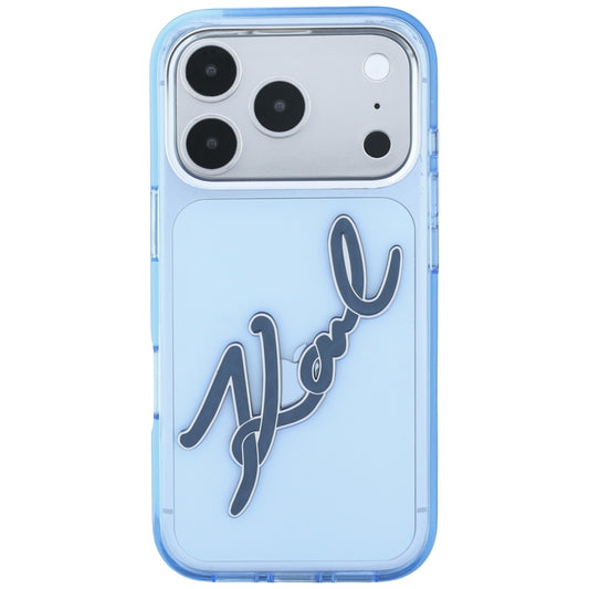 Maska za Apple iPhone 18 Pro / 17 Pro, Karl Lagerfeld, IML Big Signature Resin Logo and Metal Frame, Plava