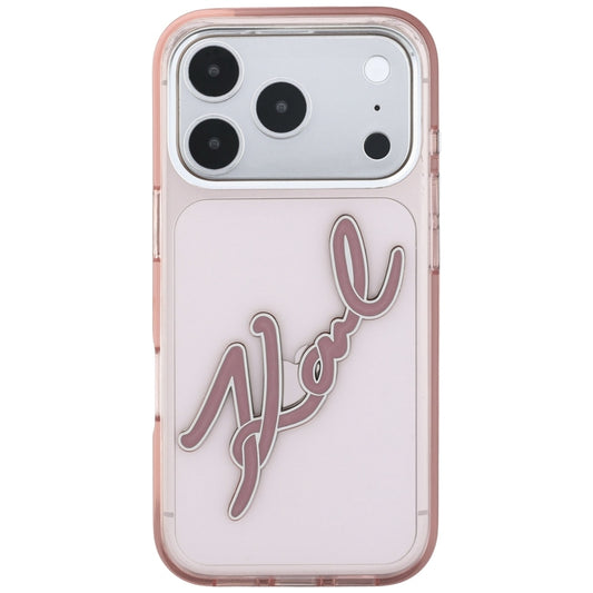 Maska za Apple iPhone 18 Pro / 17 Pro, Karl Lagerfeld, IML Big Signature Resin Logo and Metal Frame, Roza