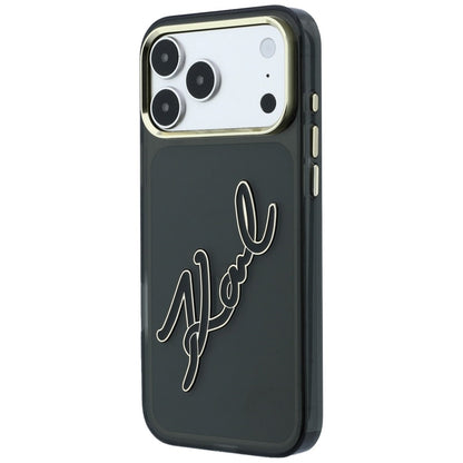 Maska za Apple iPhone 18 Pro / 17 Pro, Karl Lagerfeld, IML Big Signature Resin Logo and Metal Frame, Crna