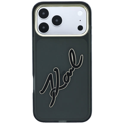 Maska za Apple iPhone 18 Pro / 17 Pro, Karl Lagerfeld, IML Big Signature Resin Logo and Metal Frame, Crna