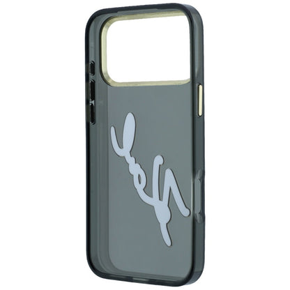 Maska za Apple iPhone 18 Pro / 17 Pro, Karl Lagerfeld, IML Big Signature Resin Logo and Metal Frame, Crna