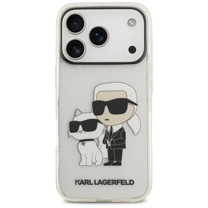 Maska za Apple iPhone 18 Pro / 17 Pro, Karl Lagerfeld, IML Glitter Karl and Choupette NFT, prozirna