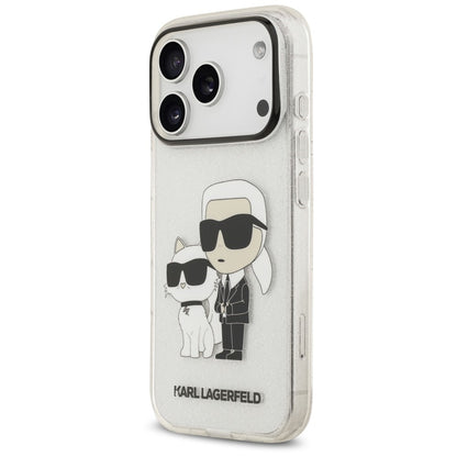 Maska za Apple iPhone 18 Pro / 17 Pro, Karl Lagerfeld, IML Glitter Karl and Choupette NFT, prozirna