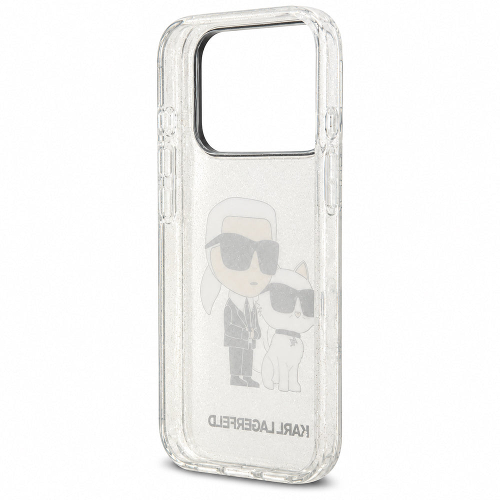 Maska za Apple iPhone 18 Pro / 17 Pro, Karl Lagerfeld, IML Glitter Karl and Choupette NFT, prozirna