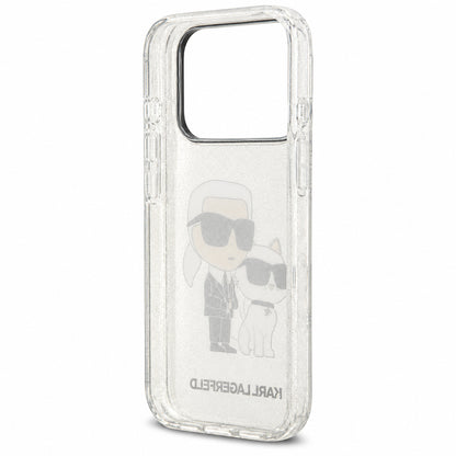Maska za Apple iPhone 18 Pro / 17 Pro, Karl Lagerfeld, IML Glitter Karl and Choupette NFT, prozirna