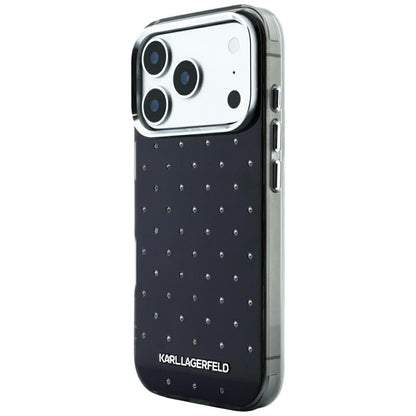 Maska za Apple iPhone 18 Pro / 17 Pro, Karl Lagerfeld, IML Rhinestones and Electroplated Logo, Crna