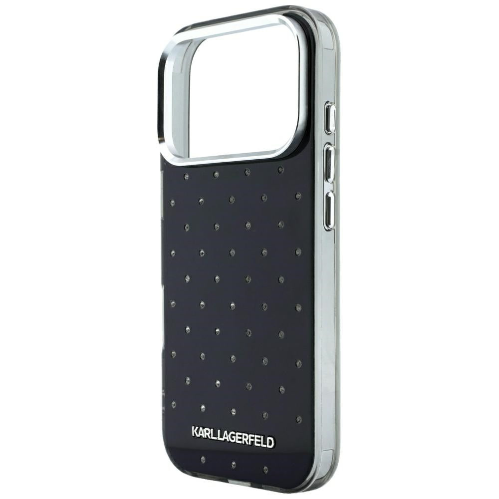 Maska za Apple iPhone 18 Pro / 17 Pro, Karl Lagerfeld, IML Rhinestones and Electroplated Logo, Crna