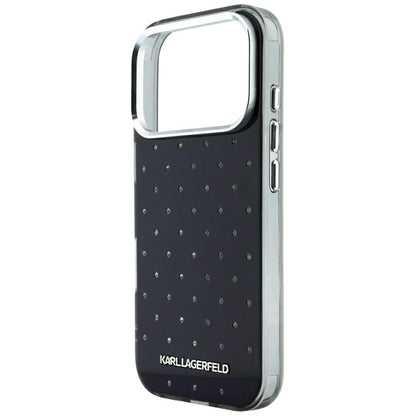 Maska za Apple iPhone 18 Pro / 17 Pro, Karl Lagerfeld, IML Rhinestones and Electroplated Logo, Crna
