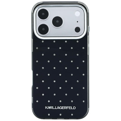 Maska za Apple iPhone 18 Pro / 17 Pro, Karl Lagerfeld, IML Rhinestones and Electroplated Logo, Crna