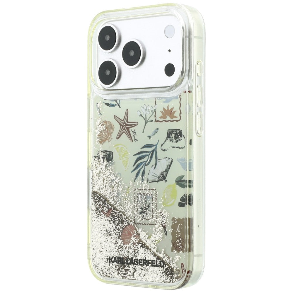 Maska za Apple iPhone 18 Pro / 17 Pro, Karl Lagerfeld, Liquid Glitter Beach and Sand, Bež