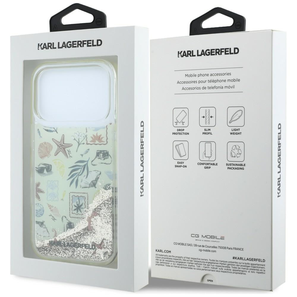 Maska za Apple iPhone 18 Pro / 17 Pro, Karl Lagerfeld, Liquid Glitter Beach and Sand, Bež