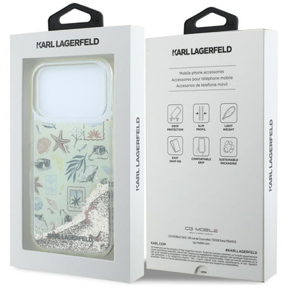 Maska za Apple iPhone 18 Pro / 17 Pro, Karl Lagerfeld, Liquid Glitter Beach and Sand, Bež