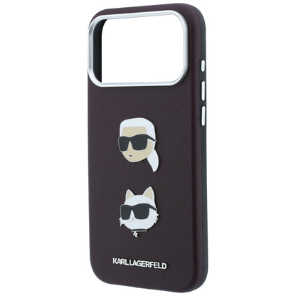 Maska za Apple iPhone 18 Pro / 17 Pro, Karl Lagerfeld, Saffiano s Karl & Choupette glavom i logotipom, tamnocrvena