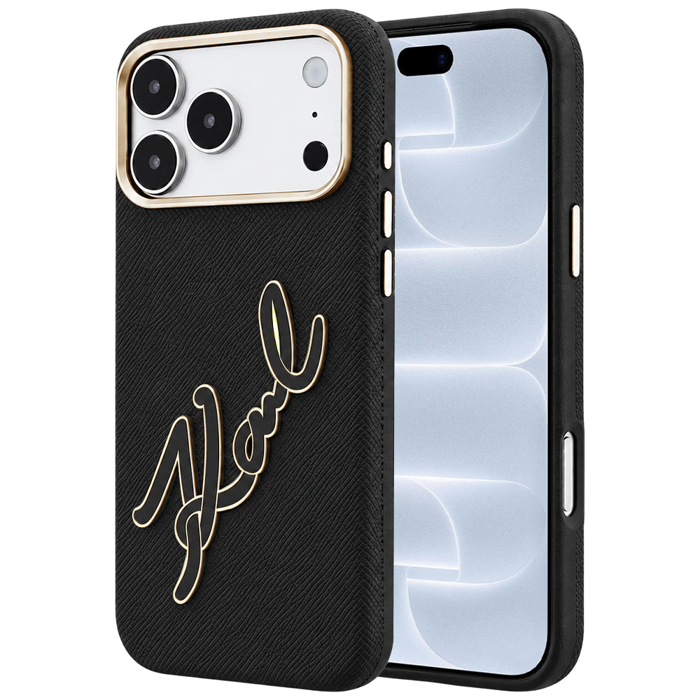 Maska za Apple iPhone 18 Pro / 17 Pro, Karl Lagerfeld, Smooth Big Resin Signature Logo, Crna