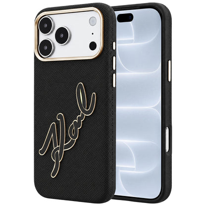 Maska za Apple iPhone 18 Pro / 17 Pro, Karl Lagerfeld, Smooth Big Resin Signature Logo, Crna