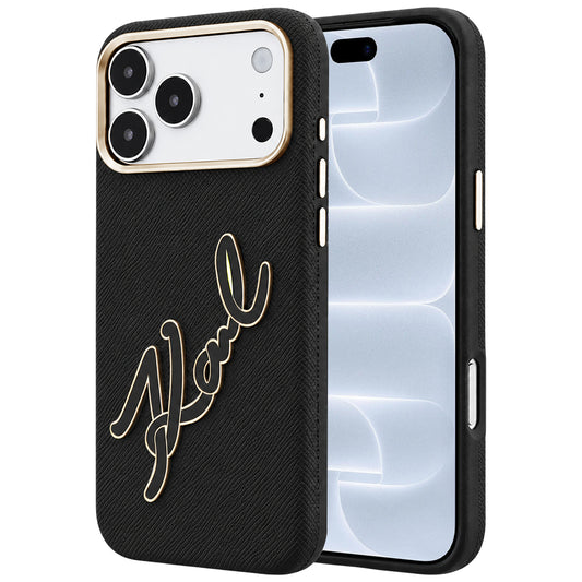 Maska za Apple iPhone 18 Pro / 17 Pro, Karl Lagerfeld, Smooth Big Resin Signature Logo, Crna