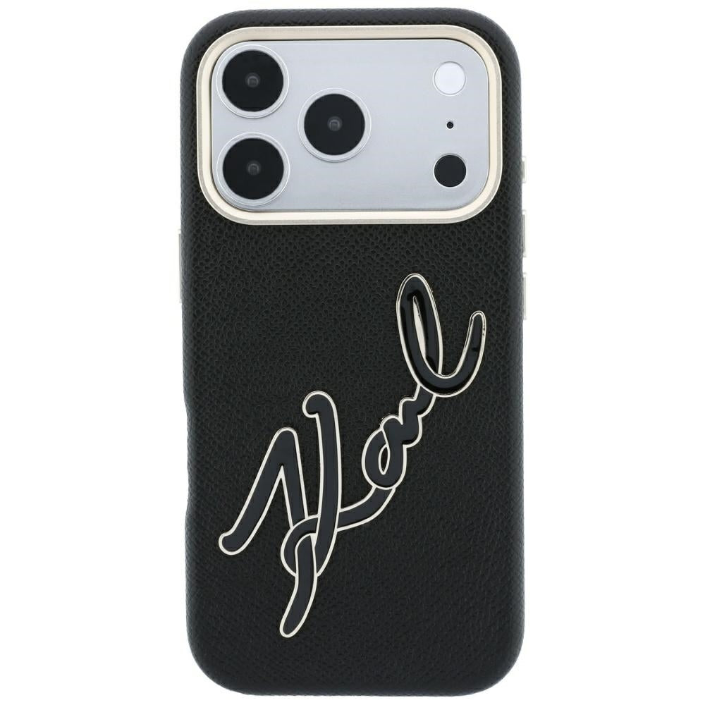 Maska za Apple iPhone 18 Pro / 17 Pro, Karl Lagerfeld, Smooth Big Resin Signature Logo, Crna