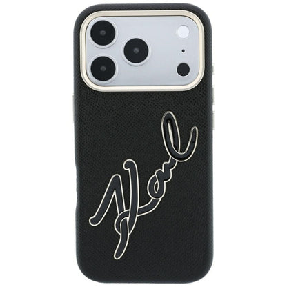 Maska za Apple iPhone 18 Pro / 17 Pro, Karl Lagerfeld, Smooth Big Resin Signature Logo, Crna