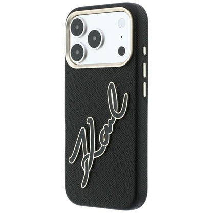 Maska za Apple iPhone 18 Pro / 17 Pro, Karl Lagerfeld, Smooth Big Resin Signature Logo, Crna
