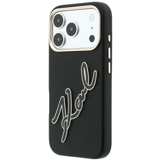 Maska za Apple iPhone 18 Pro / 17 Pro, Karl Lagerfeld, Smooth Big Resin Signature Logo, Crna