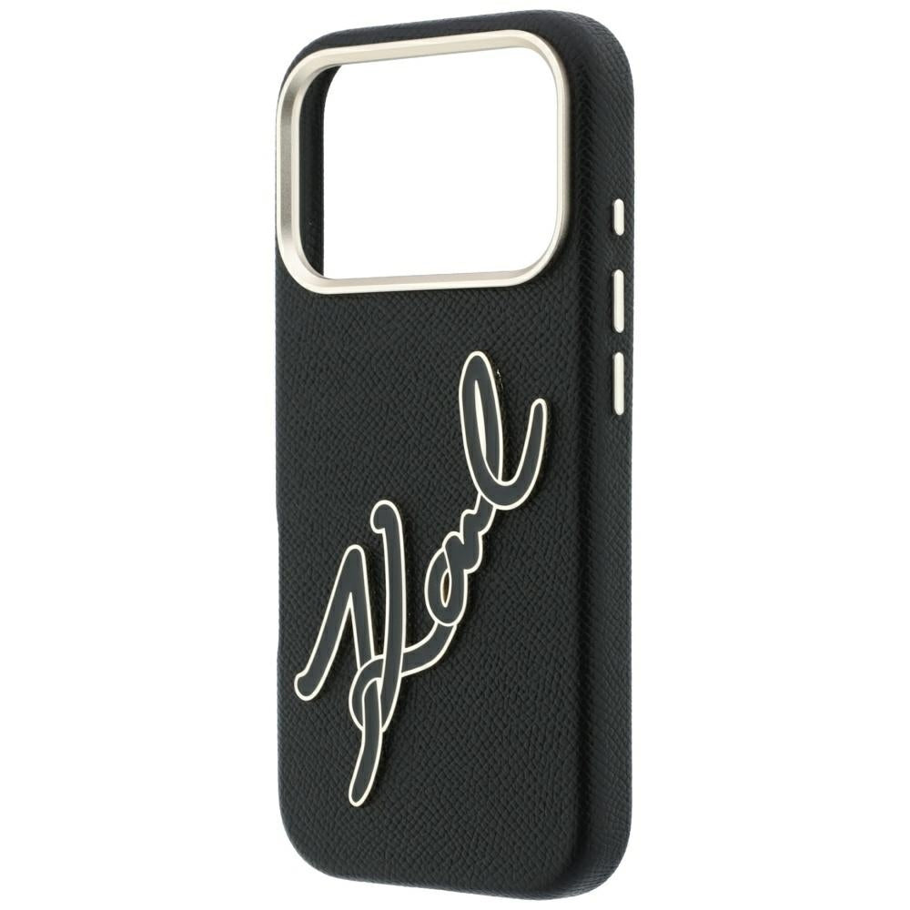 Maska za Apple iPhone 18 Pro / 17 Pro, Karl Lagerfeld, Smooth Big Resin Signature Logo, Crna