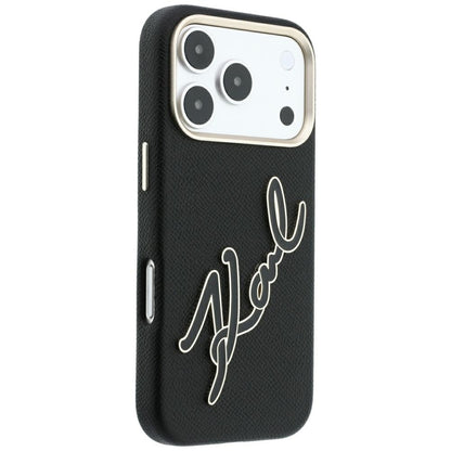 Maska za Apple iPhone 18 Pro / 17 Pro, Karl Lagerfeld, Smooth Big Resin Signature Logo, Crna