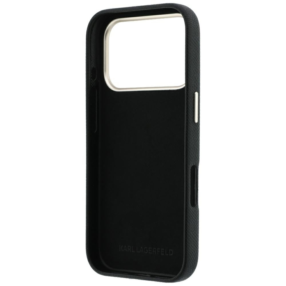 Maska za Apple iPhone 18 Pro / 17 Pro, Karl Lagerfeld, Smooth Big Resin Signature Logo, Crna