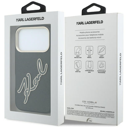 Maska za Apple iPhone 18 Pro / 17 Pro, Karl Lagerfeld, Smooth Big Resin Signature Logo, Crna