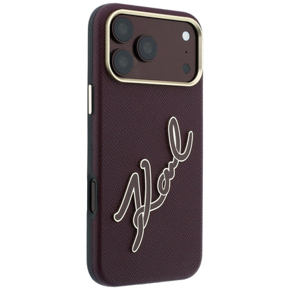 Maska za Apple iPhone 18 Pro / 17 Pro, Karl Lagerfeld, Smooth Big Resin Signature Logo, Bordo